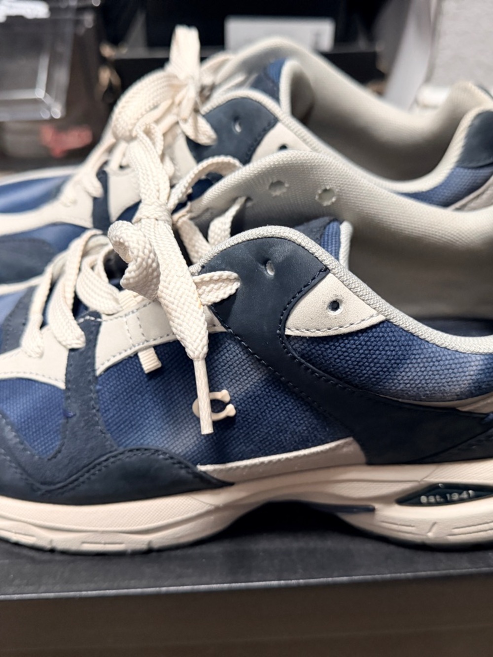 Coach Men's Navy and White Athletic Sneakers